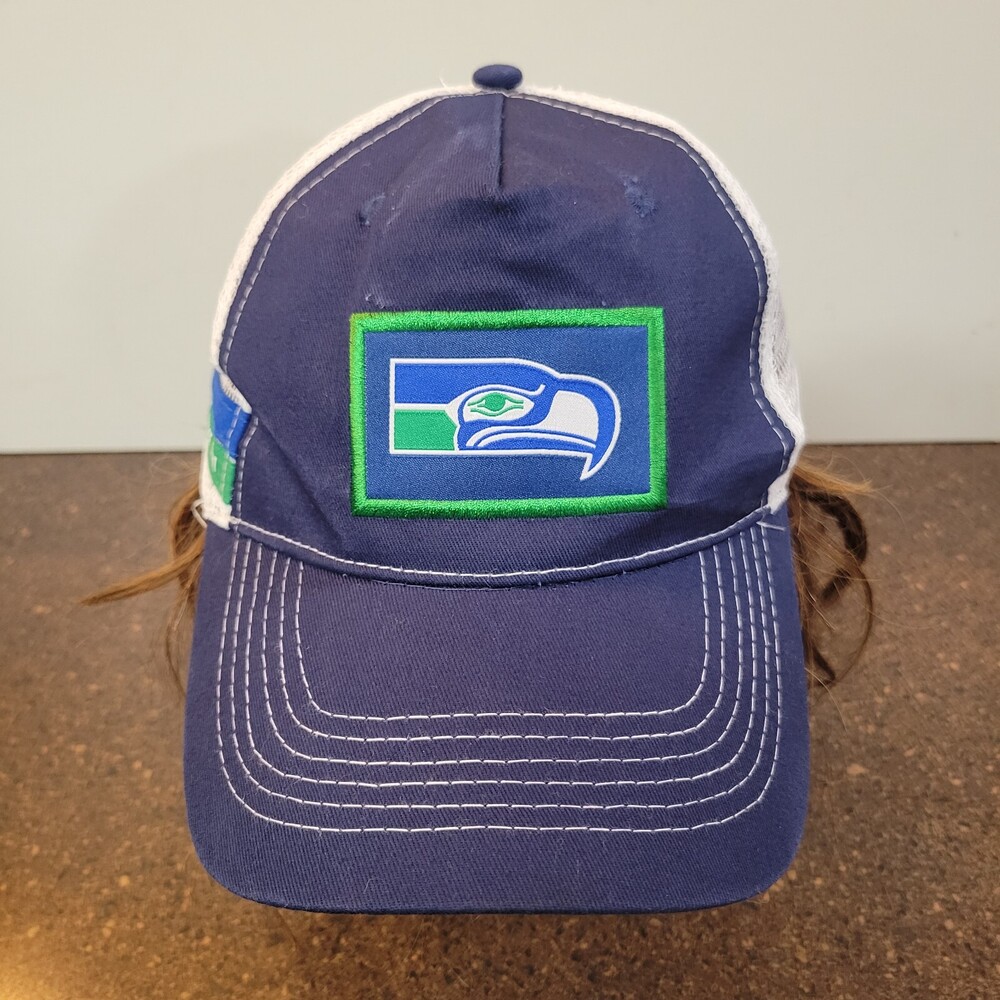 NHL Seattle Seahawks Trucker Hat Mens Blue White Meshback Adjustable Snapback